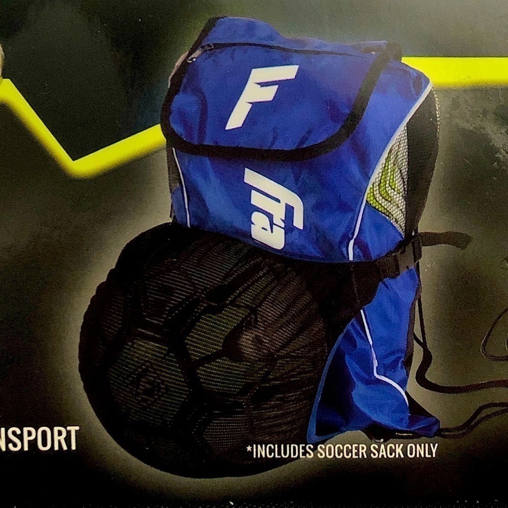 𝅺FRANKLIN Deluxe Soccer Sack String Backpack Black Sports With Storage Pouch